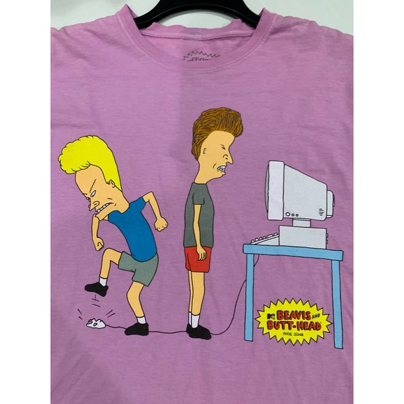 Beavis and Butt-Head Graphic Classic Tee in Pink Size L/XL - Picture 10 of 11